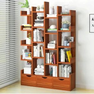 Wooden 4 Row L Shaped Book shelf